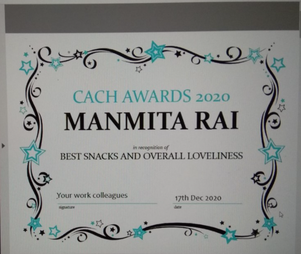 Award certificate - Manmita